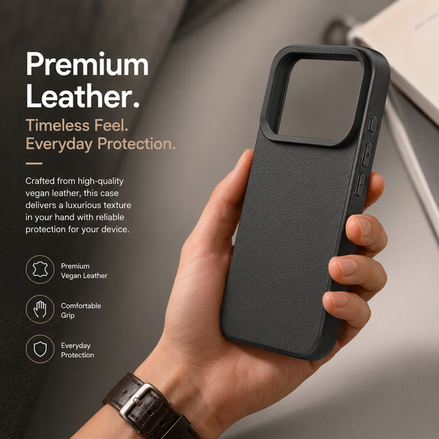 Premium Vegan Leather Phone Case for iPhone 17 Pro Max Shockproof TPU Back Cover Luxury Mobile Accessories for India Market