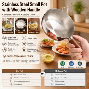 Pentola in Acciaio Inox 304 con Manico in Legno e Logo Personalizzato, Compatibile con Induzione, Vendita Diretta dalla Fabbrica per Marchi di Cucina - Product Image 1