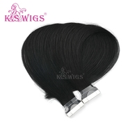 Extensiones de Cabello de Alta Calidad, 20 Piezas, Negras, Invisibles, de PU, Cabello Chino Liso, Sedoso, Suave, Remy, Duradero, Sin Enredos