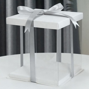 Custom Disposable Wedding Birthday White Round Package Transparent Cake <b>Box</b> - Product Image 6