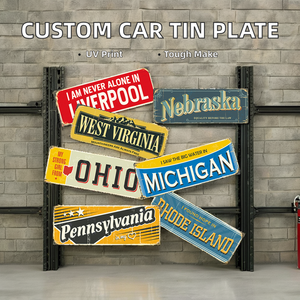 Alta calidad 40*15cm placa de matrícula de hojalata mejor precio europeo personalizado Metal coche signos UV impresión técnica placa producto - Product Image 2