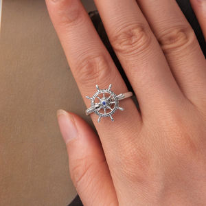 925 argent rotatif volant anneau <span class=keywords><strong>réglable</strong></span> oxydé <span class=keywords><strong>ancre</strong></span> anneau Vintage modèles pour femmes Punk bijoux SCR1141 - Product Image 5