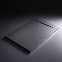 Receveur de douche moderne en pierre de quartz mat lisse, avec drain carré droit intégré, moulé, antidérapant, pour salle de bain, usage commercial et hôtelier