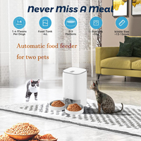 Distributeur automatique intelligent et écologique de nourriture pour chats et petits animaux de 4 L, 2 fenêtres de repas, étanche, WiFi, bols anti-vomissement - Source de charge