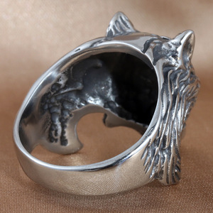 Wolf Animal <b>Ring</b> <b>Silver</b> Men's Punk Jewelry Gift Geometric Design 213044 - Product Image 3