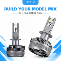 Ampoule de phare LED X12 H1 120W 10000LM 6000K, mise à niveau des feux antibrouillard, refroidissement par ventilateur, double tube en cuivre