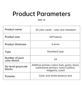 Carte de couleurs 24 teintes pour la calibration des couleurs, pour tester la fidélité des couleurs des appareils <span class=keywords><strong>photo</strong></span>/équipements photographiques - Product Image 6