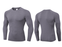 Logo personnalisé hommes Muscle Fit T-shirt uni blanc à manches longues couche de base entraînement sportif Fitness Compression T-shirt