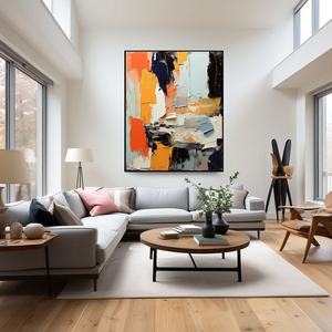 Peinture à l'huile abstraite artisanale encadrée, art mural pour chambre minimaliste, chambre d'hôtes, décoration d'hôtel - Product Image 5