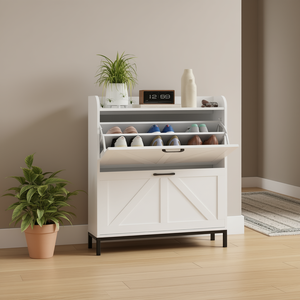 Organizer per scarpiere con 2 cassetti bianco portaoggetti per ingresso stretto con portascarpe per gambe - Product Image 2