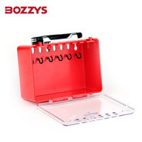 Boîte de verrouillage de groupe portable BOZZYS BD-X22 à 8 cadenas, déverrouillage par clé, en résine de verre haute résistance, avec couvercle transparent anti-poussière en PC, usage industriel