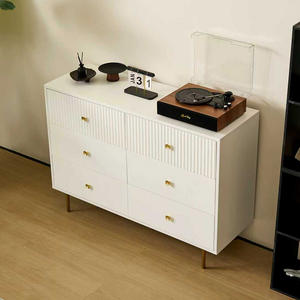 Luxury Modern Living Room Cabinet <b>6</b>-<b>Drawer</b> Sideboard With Large Capacity HDF 0815-white-<b>6</b> Chest of <b>Drawers</b> 0815-white-<b>6</b> - Product Image 4
