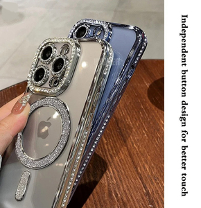 Rõ Ràng Magnetic Cho <span class=keywords><strong>Iphone</strong></span> 15 14 13 Trường Hợp Đầy Đủ Máy Ảnh Bảo Vệ Kim Cương Sang Trọng Mạ Chống Sốc Cho Phụ Nữ Cô Gái Trường Hợp Điện Thoại - Product Image 6