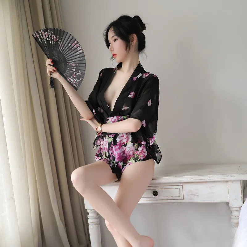 유행 디자인 뜨거운 섹시한 여자 팬티 브래지어 일본 섹시한 란제리 기모노