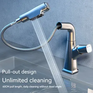 Grifo de <span class=keywords><strong>Lavabo</strong></span> para Baño, Extraíble, Altura Ajustable, Completamente de Cobre, para <span class=keywords><strong>Lavabo</strong></span>, con Agua Fría y Caliente - Product Image 2