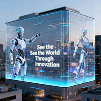 Película Holográfica para Vidrio, Pantalla Flexible para Interiores, Pantalla LED Transparente Adhesiva a Todo Color para Ventanas, Video Wall Publicitario en Vidrio
