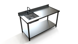Heavy Duty Stainless Steel Kitchen <b>Work</b> <b>Table</b> with Single/Double Sink and Storage Shelf <b>for</b> Restaurant Prep - Product Image 3