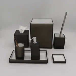Ensemble d'accessoires de salle de bain en résine Poly noire, 7 pièces, haute qualité, prix d'usine, populaire, pour la maison