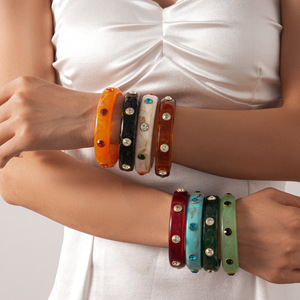 Lüks moda Trendy elmas taklidi reçine bilezik kadın takı kişilik çok renkli isteğe bağlı ince bilezik hediye - Product Image 4