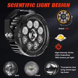Moto à faisceau haut et bas 4.5 pouces <span class=keywords><strong>Triple</strong></span> lentille à faisceau haut et bas projecteur de moto DRL jaune ambre pour motos Cruiser - Product Image 3