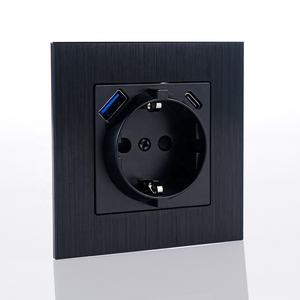 <span class=keywords><strong>Prise</strong></span> Schuko à contact de mise à la terre avec chargeur rapide USB C 20 W <span class=keywords><strong>Prise</strong></span> murale UE avec panneau en aluminium <span class=keywords><strong>Prise</strong></span> USB de type a C intégrée - Product Image 1