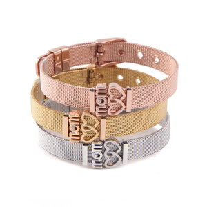 <span class=keywords><strong>Bracelet</strong></span> à mailles ajustables en acier inoxydable, cadeau de fête des mères, breloque mère fille <span class=keywords><strong>Mon</strong></span>, pour maman // - Product Image 5