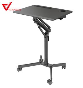 V-mounts SpaceErgo Portable Laptop Desk with Cup Holder Device Slot Ergonomic Adjustable Lockable Wheels Made of Metal Wood