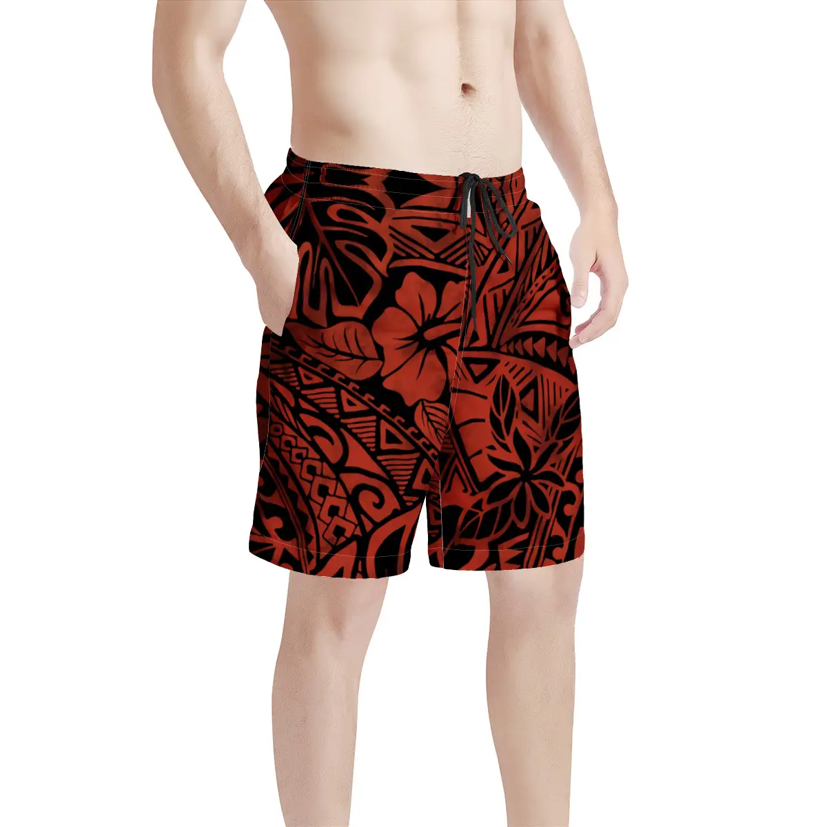 Short de plage imprimé tribal polynésienne pour hommes, vêtement de sport, personnalisé, pour l'été,