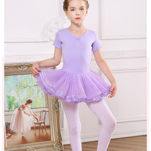 Robe de danse à manches longues en pur coton pour filles, jupe de ballet rose pour les <span class=keywords><strong>petites</strong></span> <span class=keywords><strong>danseuses</strong></span>, costume de danse d'entraînement - Product Image 5