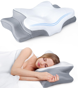 Oreiller en mousse à mémoire de forme en bambou pour soulager la douleur au cou, utilisation au lit, oreillers cervicaux réglables pour un sommeil confortable - Product Image 1