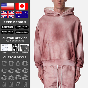 Custom cotton fleece Dirty Washed Hood Pullover Sweatshirts Hip Hop Design Men's Vintage Hoodie Factory Wholesale - Product Image 2