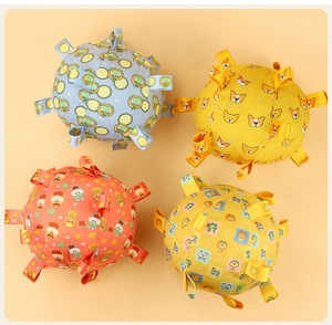 Cute Eco-Friendly Plush <b>Bell</b> Molar <b>Dog</b> Toy Ball With Ribbon Rope, Interactive Puppy Chew Training Toy - Product Image 1
