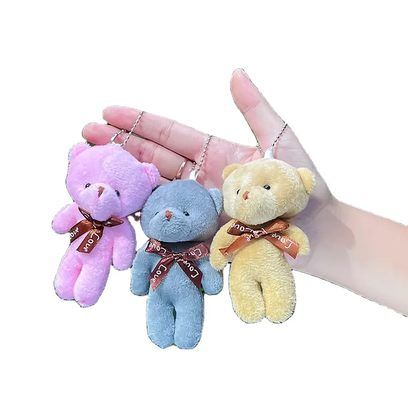 도매 주문 소형 동물성 장난감 귀여운 채워진 곰 keychain 견면 벨벳 펀던트 곰 장난감
