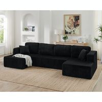 Sofá Seccional Modular en Forma de U de Terciopelo a Rayas con Cojines Rellenos de Esponja para Sala de Estar, Dormitorio, Apartamento y Uso en Hoteles