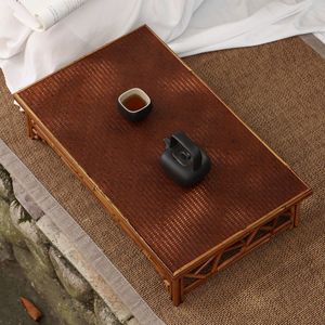Table à thé en bambou de style chinois, petite table carrée rétro colorée pour service à thé - Product Image 4