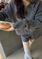 Ensemble de pulls pour femmes, style coréen, col mandarin, anti-froissement, luxe, tissé en nylon/coton, nouvelle collection automne-hiver 2025