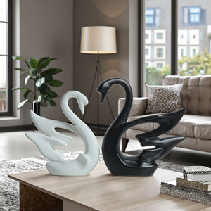 Vente en gros de figurines modernes de cygne en céramique <span class=keywords><strong>pour</strong></span> mariage Lot de 2 décorations d'intérieur blanches et noires <span class=keywords><strong>pour</strong></span> le salon, bonnes idées cadeaux - Product Image 6