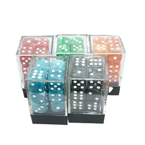 多面体定制骰子盒，带插入DND亚克力6面12 pcs珍珠骰子套装在塑料罐中包装便宜的骰子D & D用于游戏