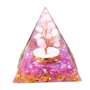 <b>Crystal</b> <b>Tree</b> Pyramid Resin Epoxy Craft Rose Quartz Copper Home Decoration Desktop Ornament - Product Image 5