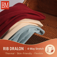 Tissu en molleton Dralon côtelé tricoté, 250 GSM, extensible dans les 4 sens, teint uni, épais, pour sous-vêtements d'hiver pour filles et garçons - Vente en gros
