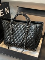 Bolso de Mano Clásico y Elegante de Cuero PU con Cadenas, Bolso de Gran Capacidad, Bolso de Hombro Clásico de Moda para Mujer