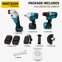 Kit combiné d'outils électriques sans fil 3 pièces avec perceuse, clé à chocs et meuleuse d'angle pour la vente en gros