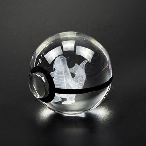Souvenir en verre cristallin transparent personnalisé avec logo d'anime, personnage <span class=keywords><strong>PokeBall</strong></span>, cadeau pour enfants, <span class=keywords><strong>pas</strong></span> <span class=keywords><strong>cher</strong></span> - Product Image 3