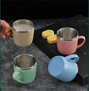 Double Layer Anti-scalding Stainless Steel Cups Plastic Handle <b>Coffee</b> Milk Mug Tea Drinks Water Cup for Home Office Tumbler - Product Image 2