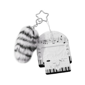 Porte-clés et pendentif de sac tendance rétro en peluche de haute qualité avec imprimé léopard dégradé et nœud à la queue - Product Image 1