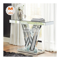 Table console élégante scintillante en miroir diamant écrasé