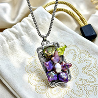 Collier de perles baroques d'eau douce naturelles, pendentif vintage inaltérable, chaîne en acier titane électroplaqué, cadeau unisexe tendance