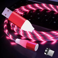 Populaire Led Coloré 540 Degrés Rotation 3 en 1 Câble De Charge Rapide Magnétique Micro 3A Usb Type C Câble De Données pour Iphone Android