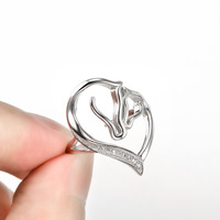 Bague ajustable à ouverture double cheval en argent sterling 925 Bijoux équestres pour femmes et hommes