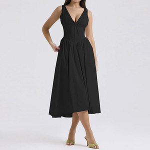 Nouvelle Robe <span class=keywords><strong>Longue</strong></span> Plissée Imprimée Épaules Dénudées Sans Plis Style Vintage pour Femme Printemps 2026 - Product Image 4